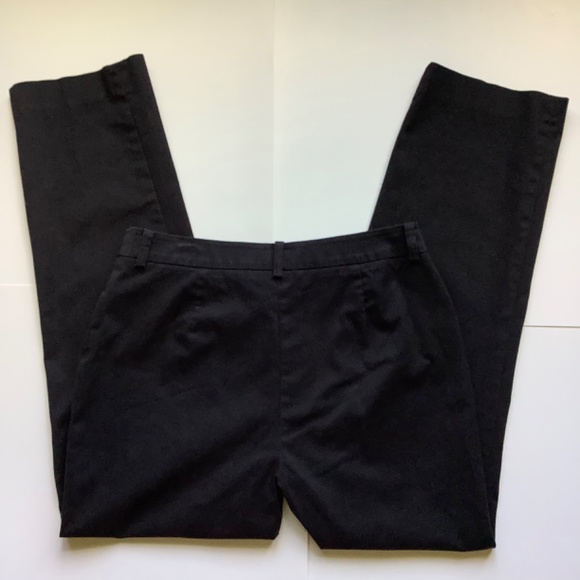 Black Cotton Straight Cut Pants - Picture 3 of 5